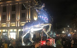 A reindeer on the pedestrian streets of Covent Garden.