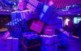 The finished tree of gifts in the atrium. Built for 2,666 passengers, the Nieuw Amsterdam will sail in the Caribbean this winter and the Mediterranean next summer.
