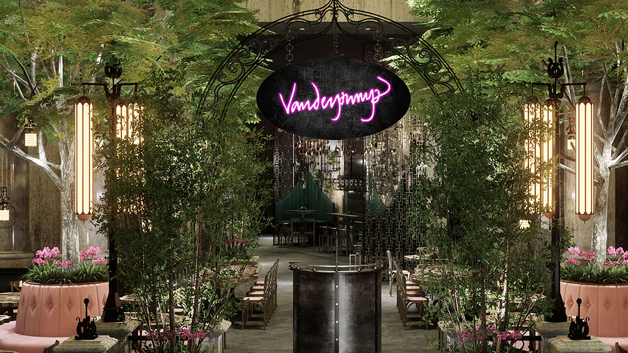 A rendering of the outdoor patio at the upcoming Vanderpump Cocktail Garden from Los Angeles socialite and reality TV star Lisa Vanderpump.