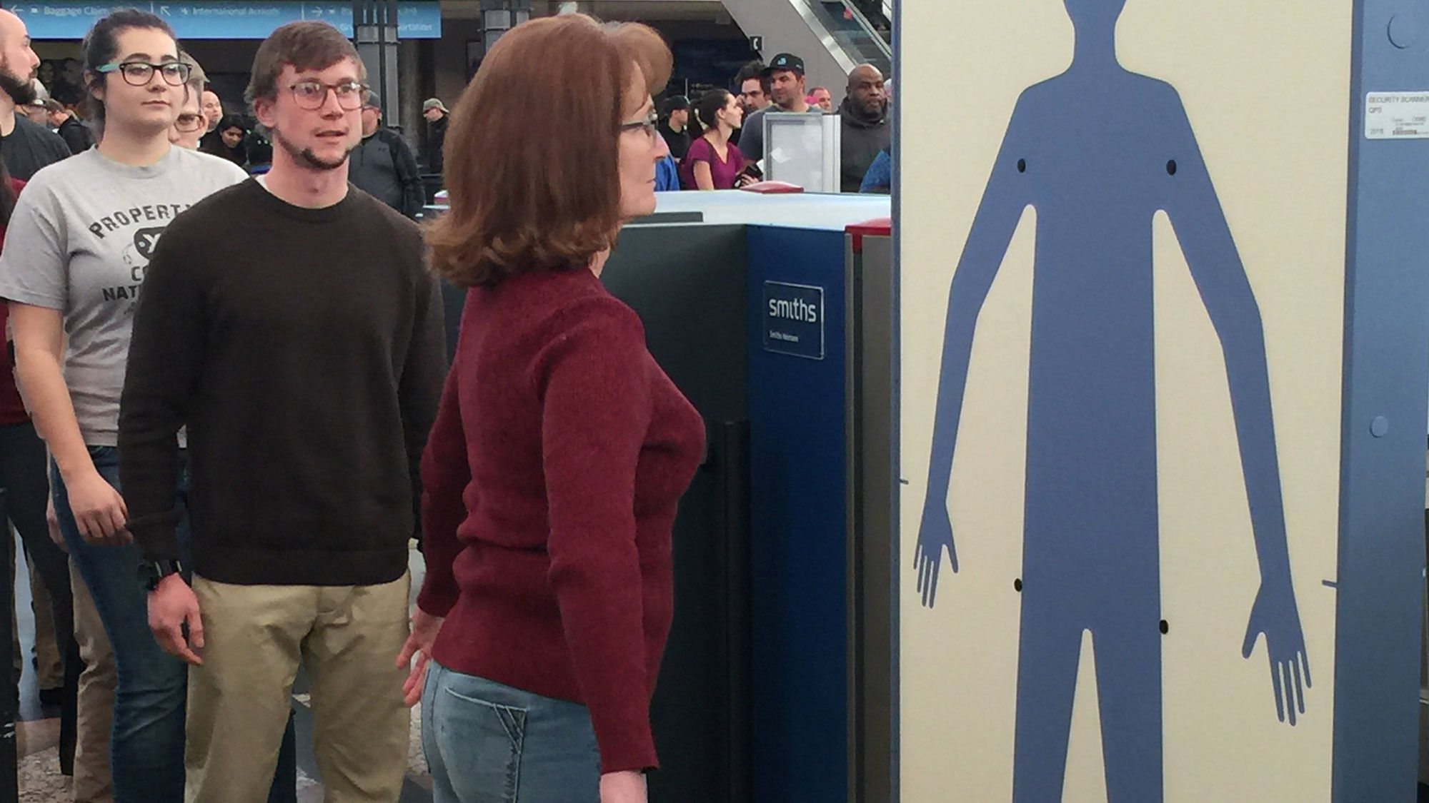A demonstration of the Enhanced Advanced Imaging Technology scanner.