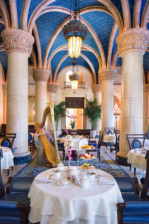 The hotel's grand Mediterranean style lobby, where two servings of high tea are offered daily. The hotel's grand Mediterranean style lobby, where two servings of high tea are offered daily.
