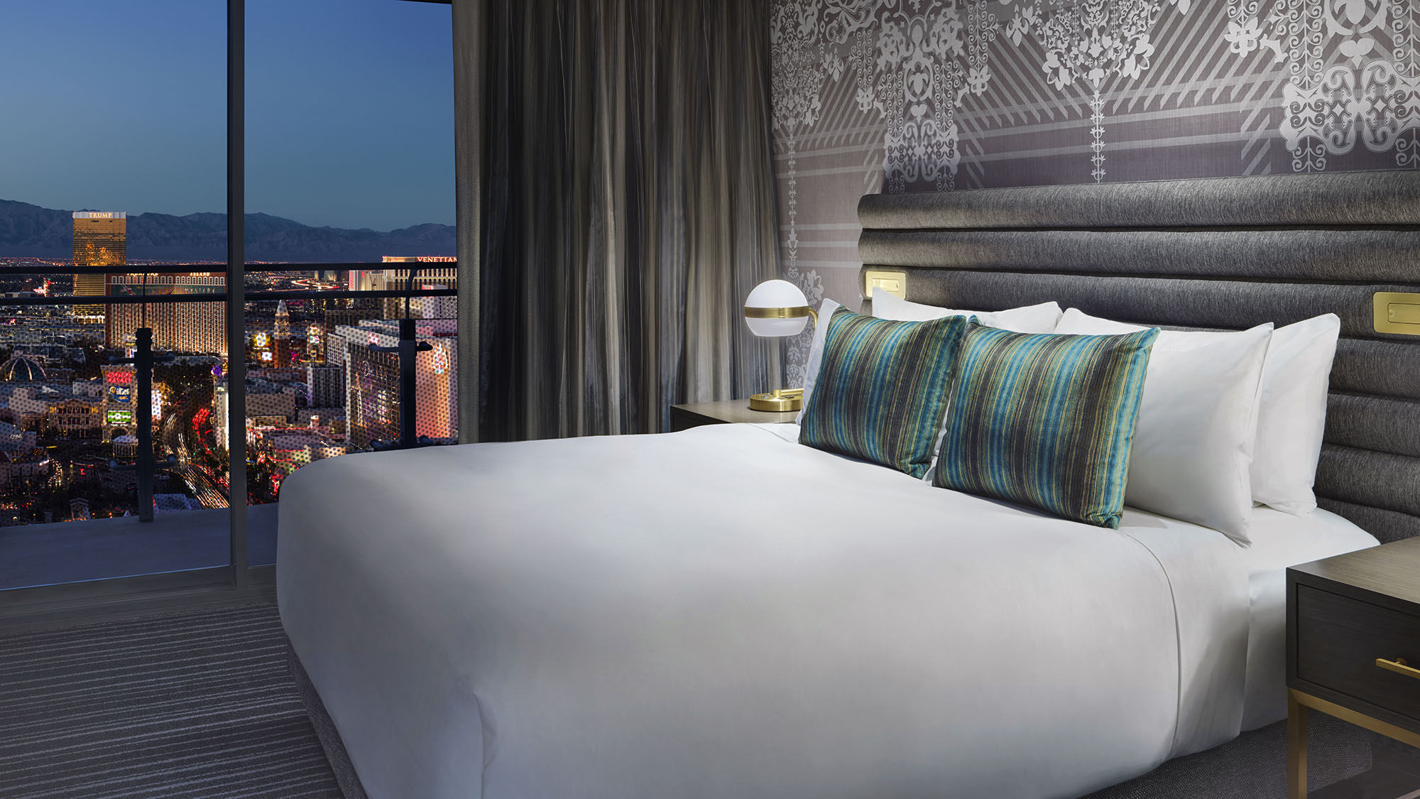 A renovated guestroom at the Cosmopolitan.