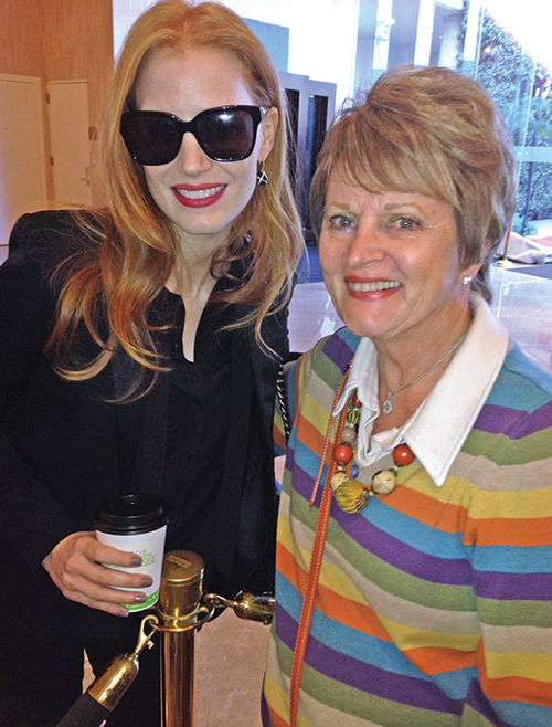 Actress Jessica Chastain with travel agent Ruth Turpin. Actress Jessica Chastain with travel agent Ruth Turpin.