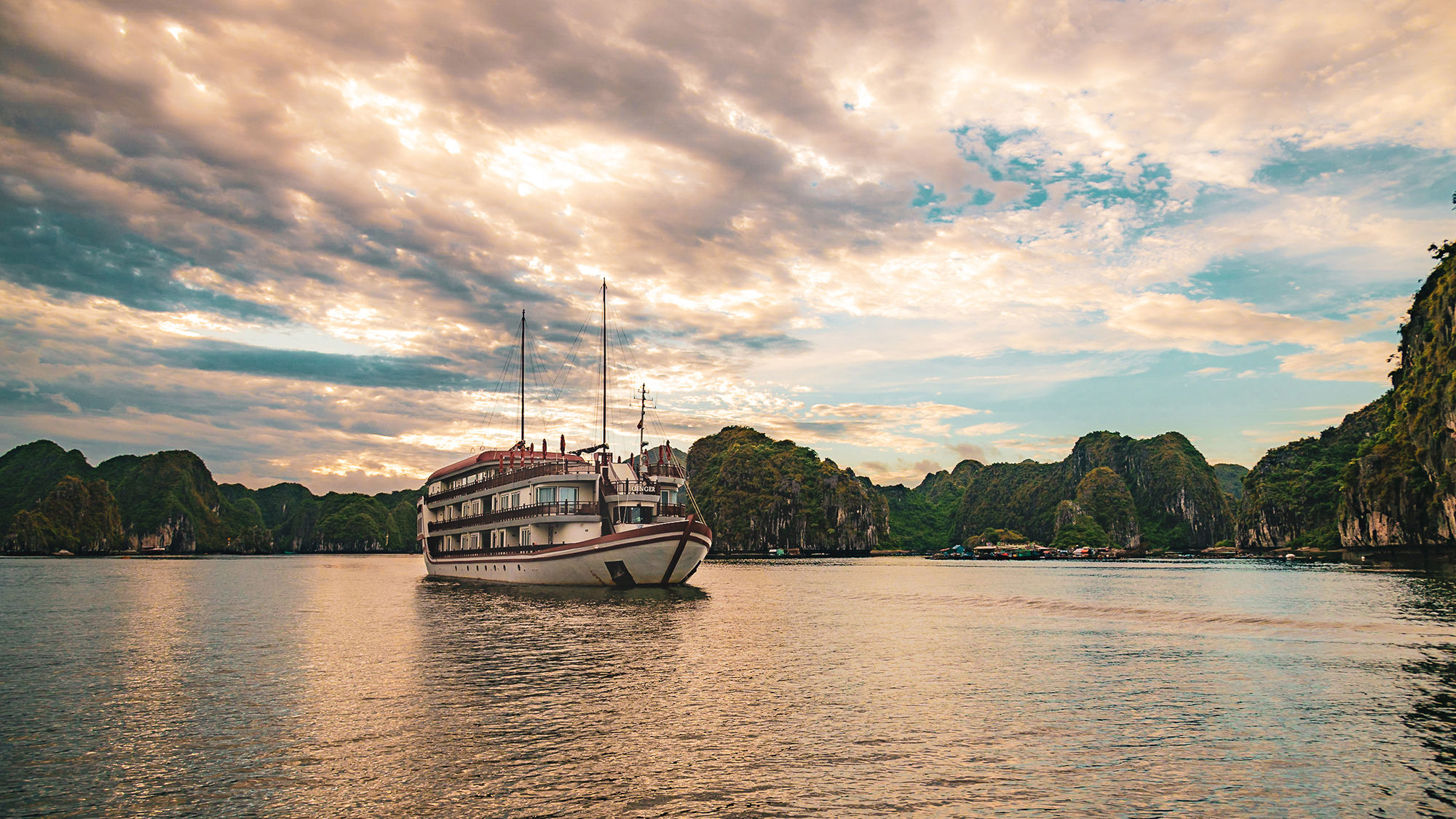 Heritage Line's Ginger sails the La Han Bay in Vietnam.
