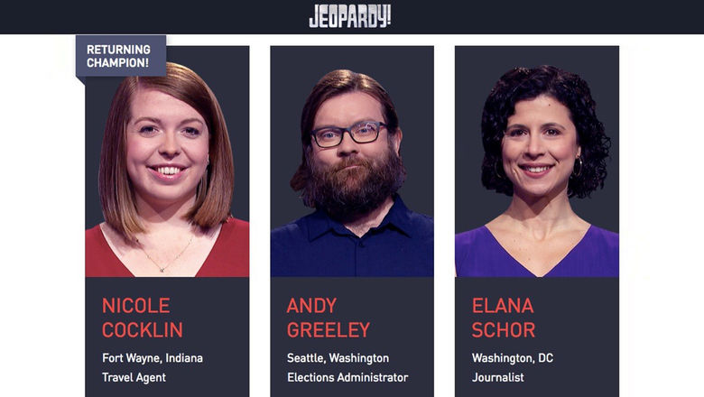 A screenshot of the contestant zone on Jeopardy’s website, showing Nicole Cocklin as returning champ.