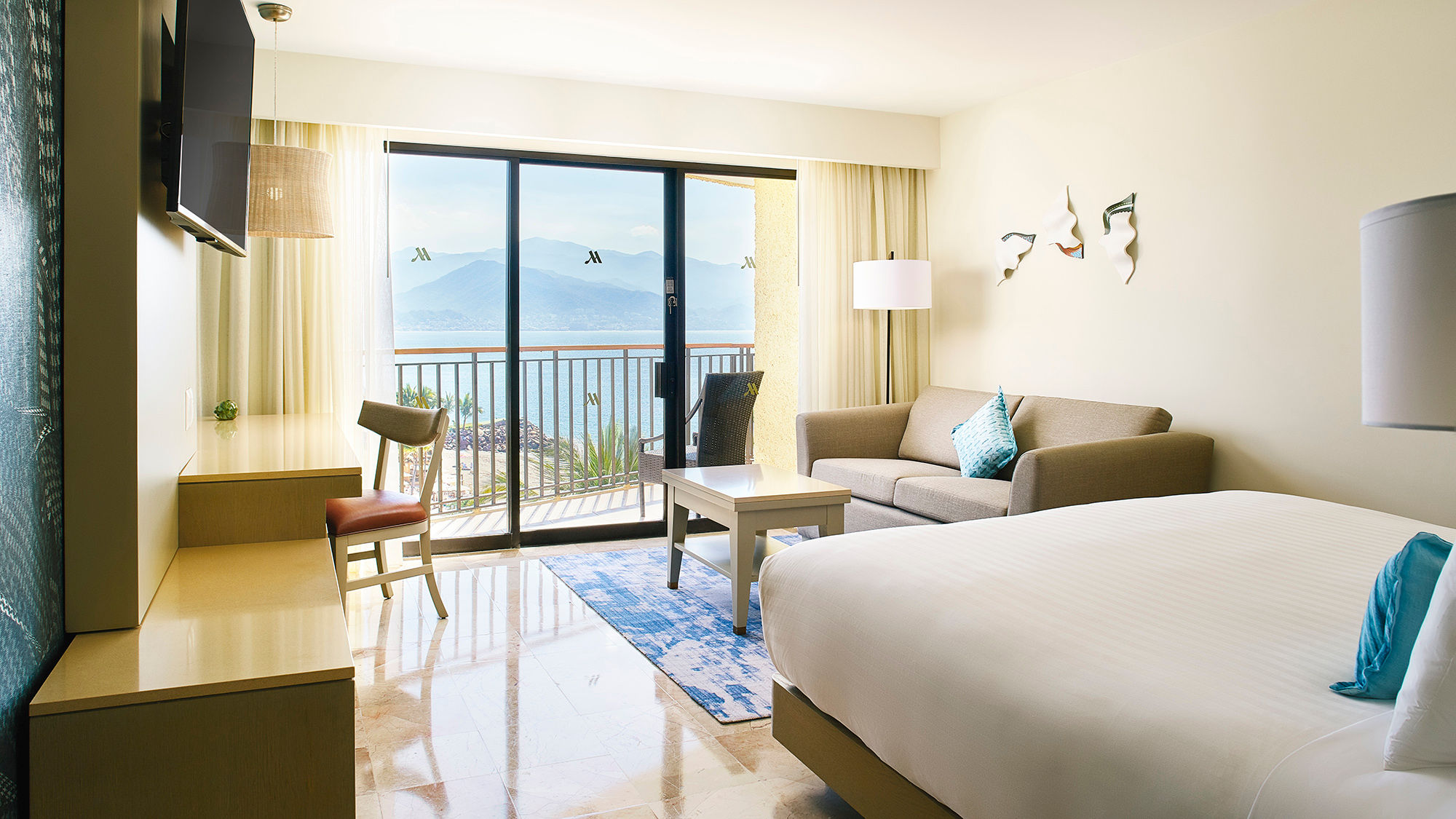 A renovated king room at the Marriott Puerto Vallarta Resort & Spa.
