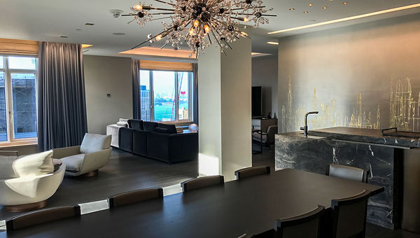 The open plan of the Royal Suite of the Four Seasons Downtown makes it ideal for entertaining.