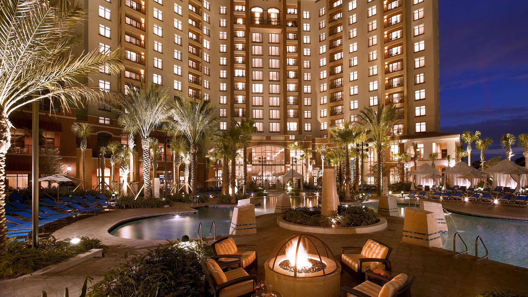 The pool deck of the Wyndham Grand Bonnet Creek near Walt Disney World Resort is a phone-free zone.