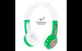 These volume-limiting headphones, which are designed to protect youngsters' hearing, sacrifice little in sound quality while reducing background noise to an acceptable level so kids won't damage their ear drums with a sonic blast of their favorite song. BuddyPhones Inflight, which can be personalized by decorating them with colorful stickers that are packaged with each unit, come with ear cushions and a headband covered with hypoallergenic, easy-to-clean synthetic leather. A detachable, non-tangling cable system has a built-in audio splitter that allows up to four cables to share one source device.
