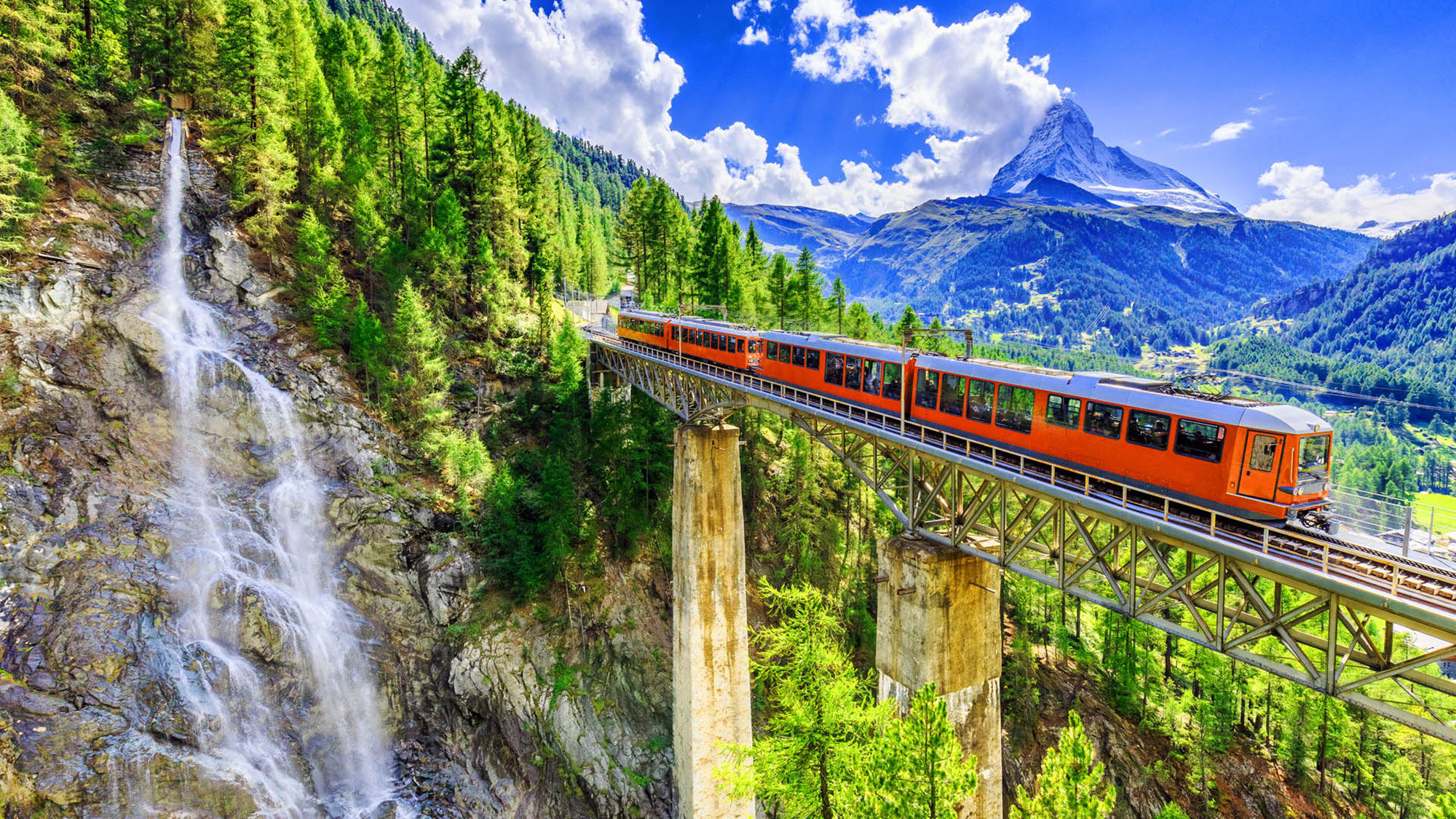 The Matterhorn Gotthard Bahn Railway in Switzerland.