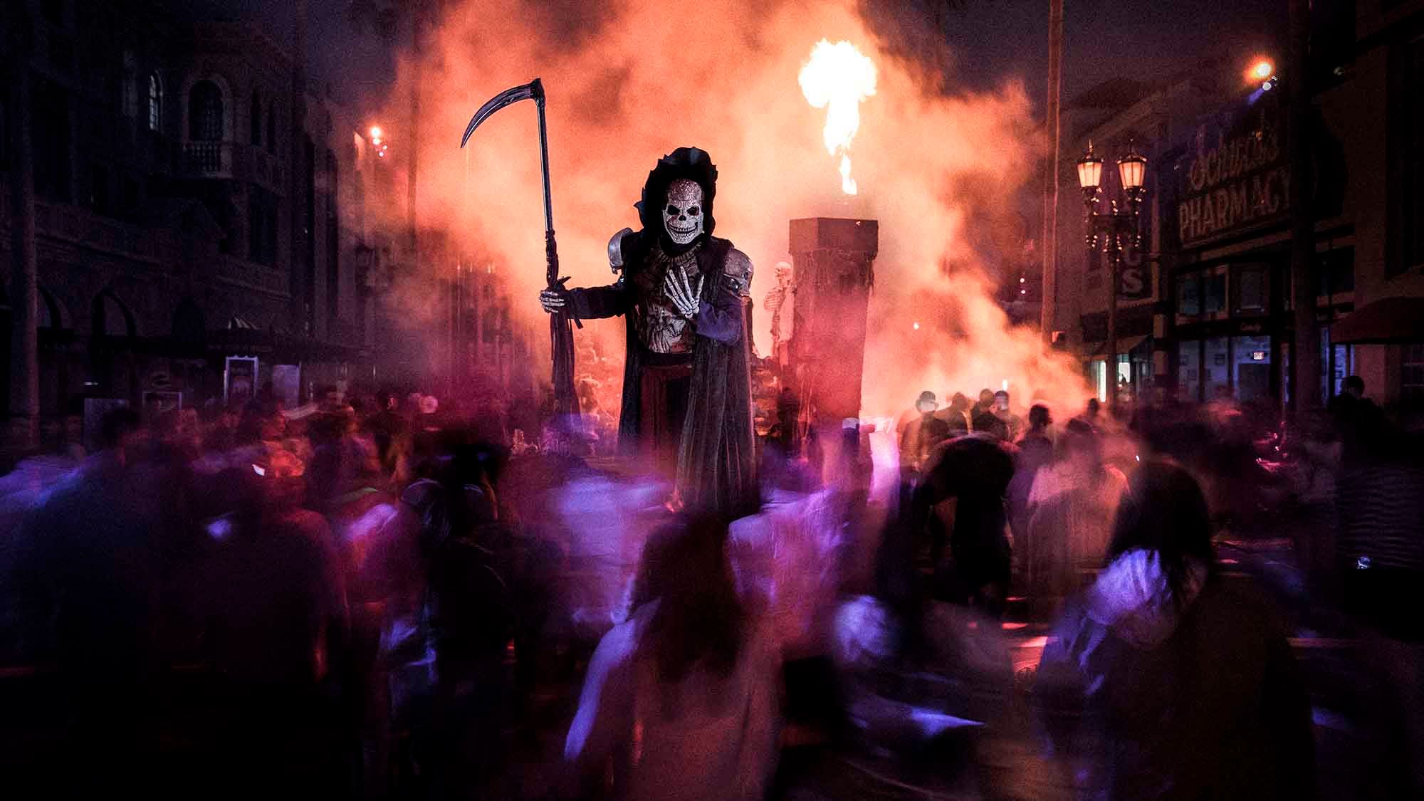 The Spectre of Death greets guests during Halloween Horror Nights at Universal Studios Florida.