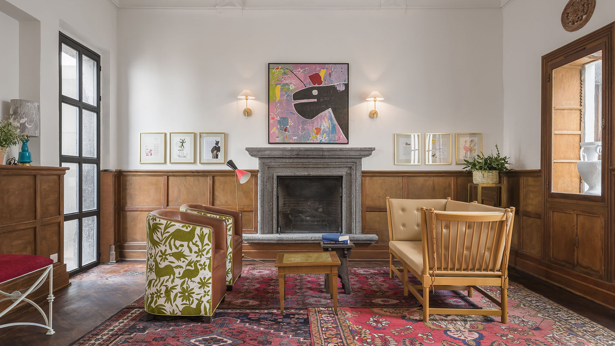 The lobby of the Hotel Amparo in San Miguel de Allende, Mexico.