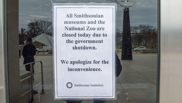 “Closed” signs greet visitors at the National Museum of American History. All Smithsonian museums and the National Zoo are closed because of the government shutdown. Some tour operators, including Context Travel and G Adventures, have been forced to alter itineraries because of the closing of national parks and attractions.