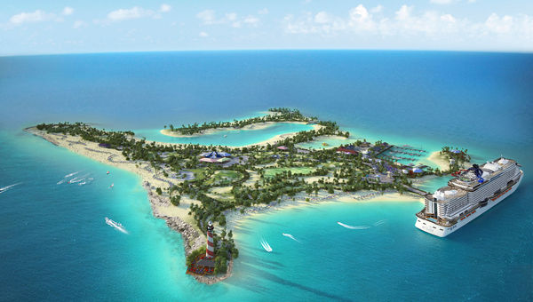 Ships will be able to dock at a pier on Ocean Cay. Ships will be able to dock at a pier on Ocean Cay.