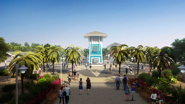 A rendering of Ocean Cay's entrance pavilion. A rendering of Ocean Cay's entrance pavilion.