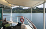View from the top deck of the Paul Gauguin anchored off Huahine.