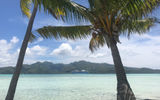 The Paul Gaugin anchored off the island of Taha'a. The picture was taken from the cruise line's private island, Motu Mahana.