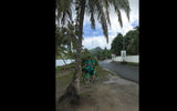Taking a break on a 20-mile bicycle loop around the island of Bora Bora.