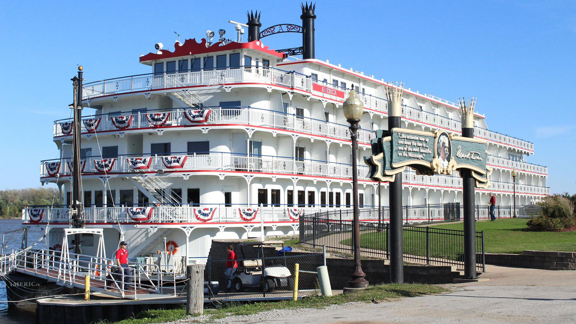 The paddlewheeler America docked at Glascock's Landing in Hannibal, Mo.
