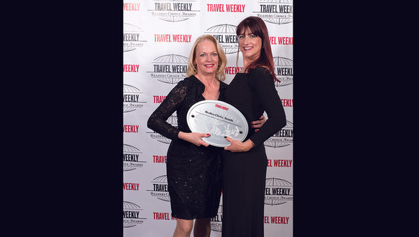 Paula Hayes and Jennifer Halboth of Globus, a winner in four categories: Escorted Sales & Service, Europe, Asia/Pacific and Escorted Overall.