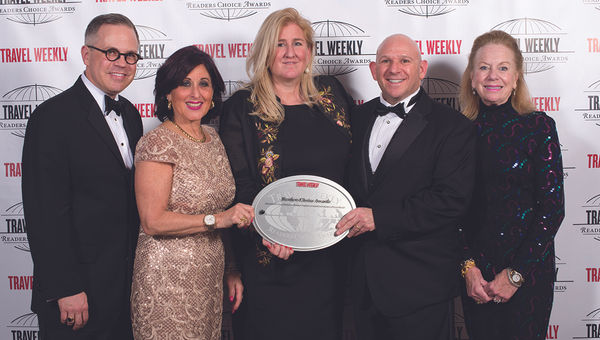 Shawn Johnson, Norma Spadola, Marett Taylor, Keith Baron and Catherine Moran of Abercrombie & Kent, which won in the Luxury and Adventure categories.