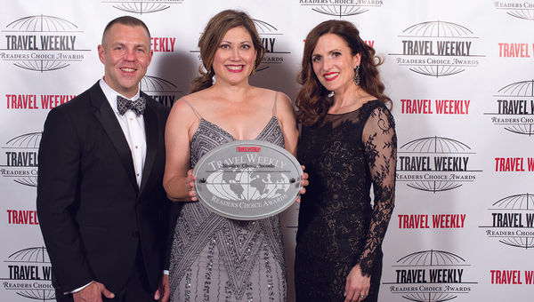 Robert Coleman, Eva Jenner and Michelle Sutter of Holland America Line, winner for World Cruise Itinerary and Private Island/Destination.