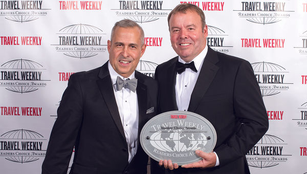 Alex Pinelo and Gary Murphy of AmaWaterways, which had the top river ship.