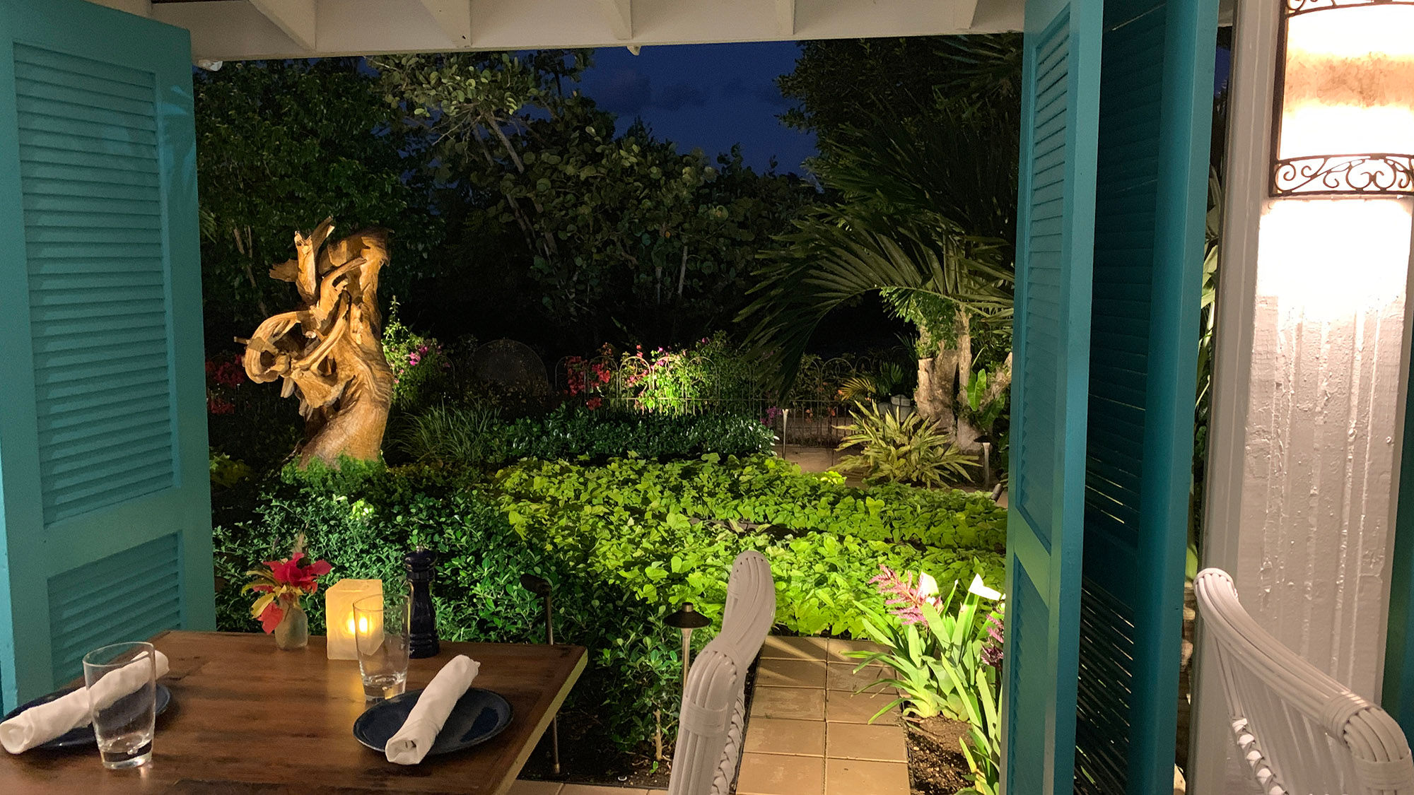 Blanchards in Anguilla added a patio dining area with views of the gardens.