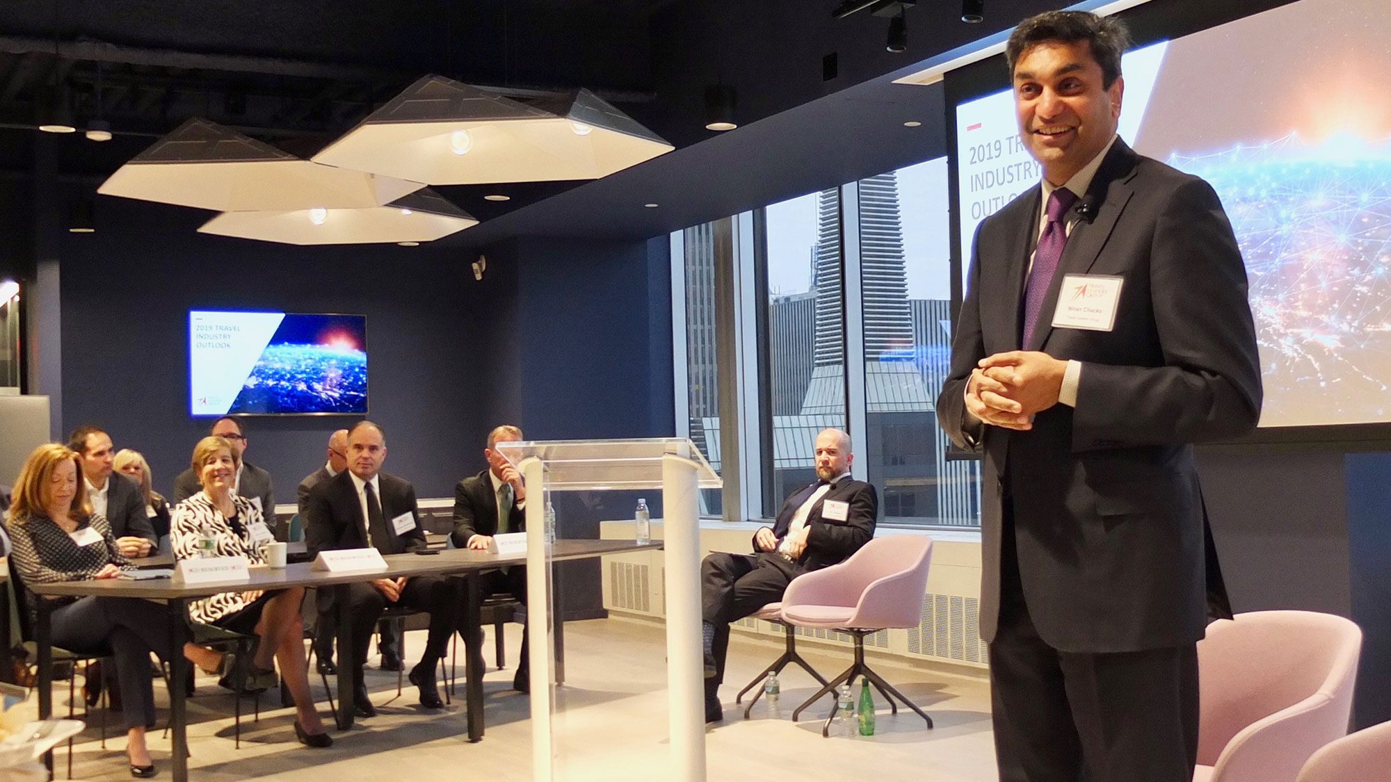Travel Leaders Group CEO Ninan Chacko during a media event at the company's New York headquarters.
