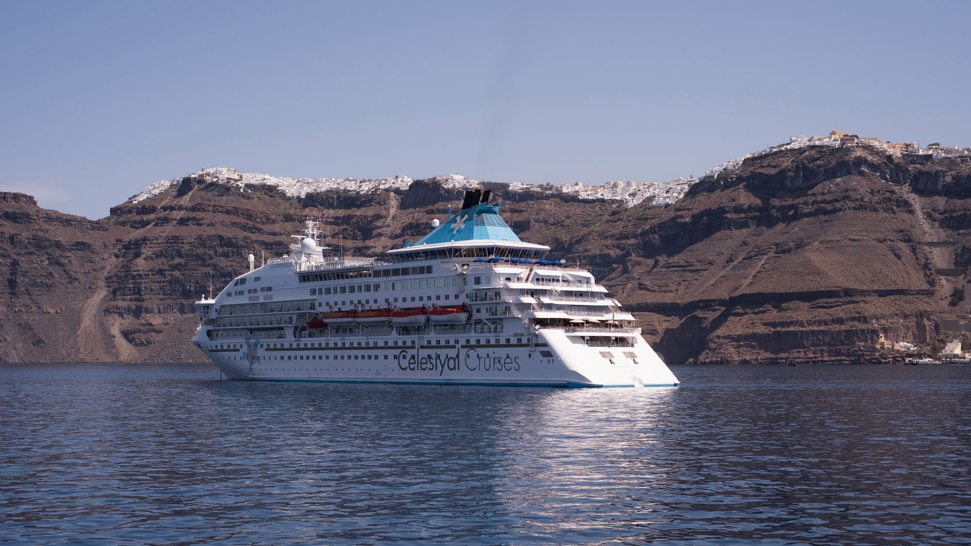 The Celestyal Crystal in Santorini.