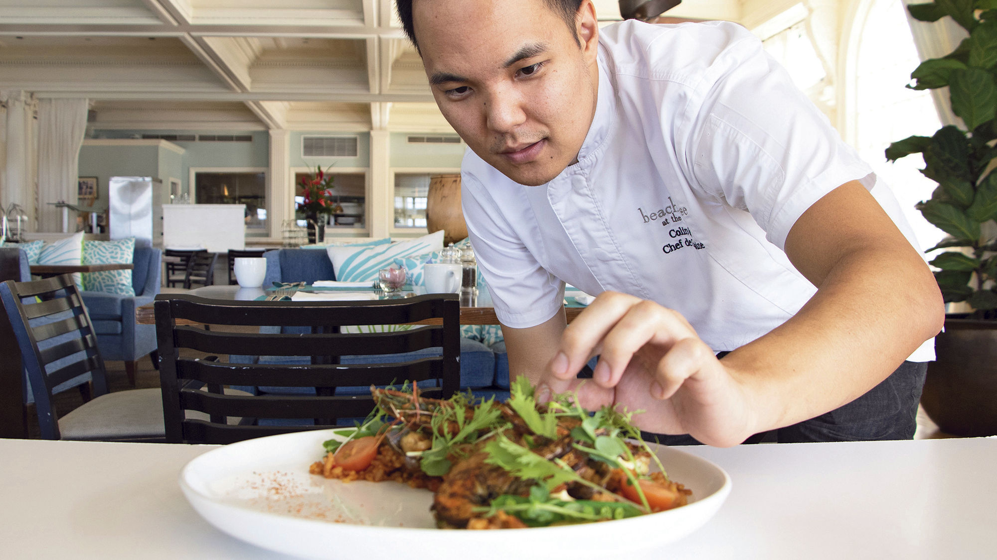 Colin Sato, chef de cuisine at The Moana Surfrider, a Westin Resort and Spa, Waikiki Beach took second in the Marriott's Masters of Craft cooking competition and is now leading a monthly cooking series.