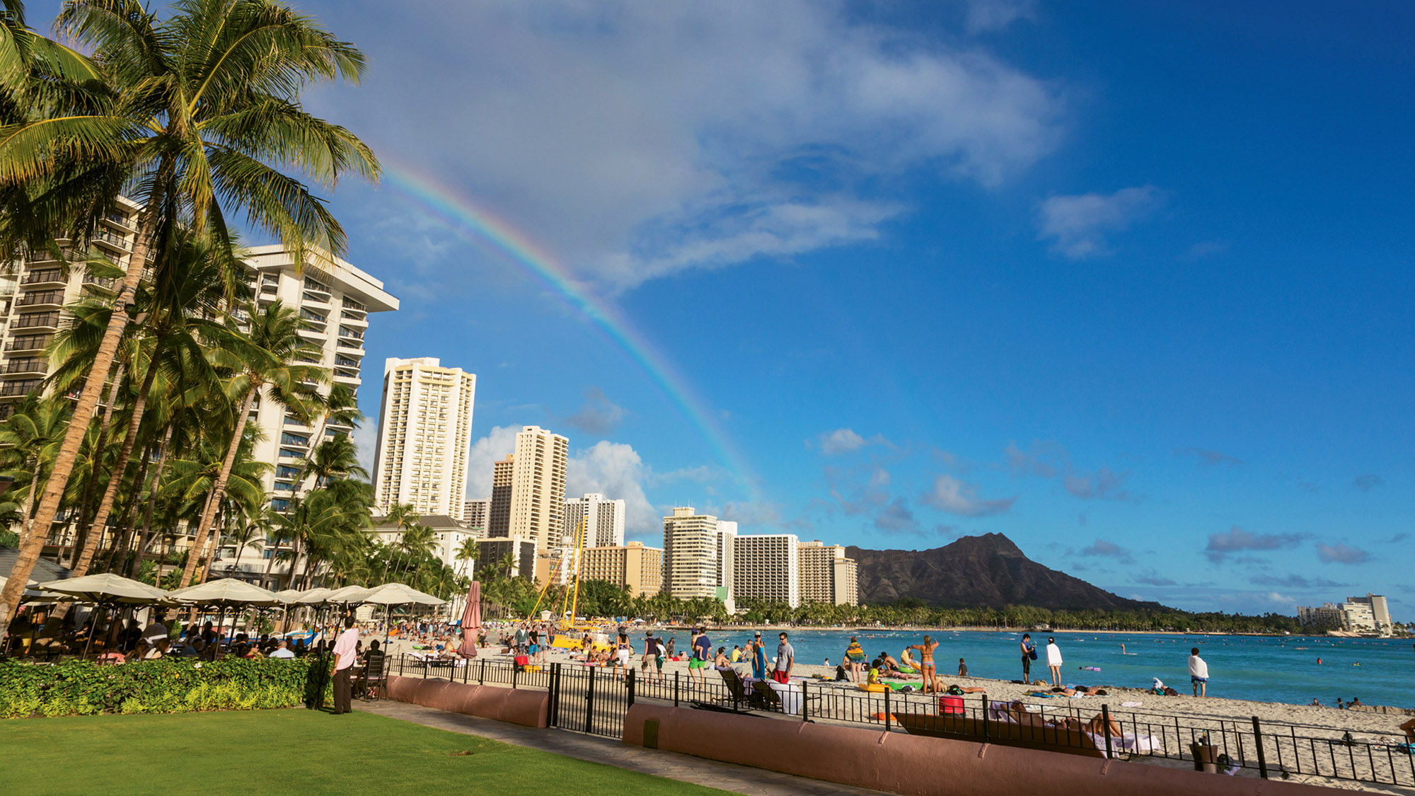 The Waikiki skyline with Diamond Head in the background.