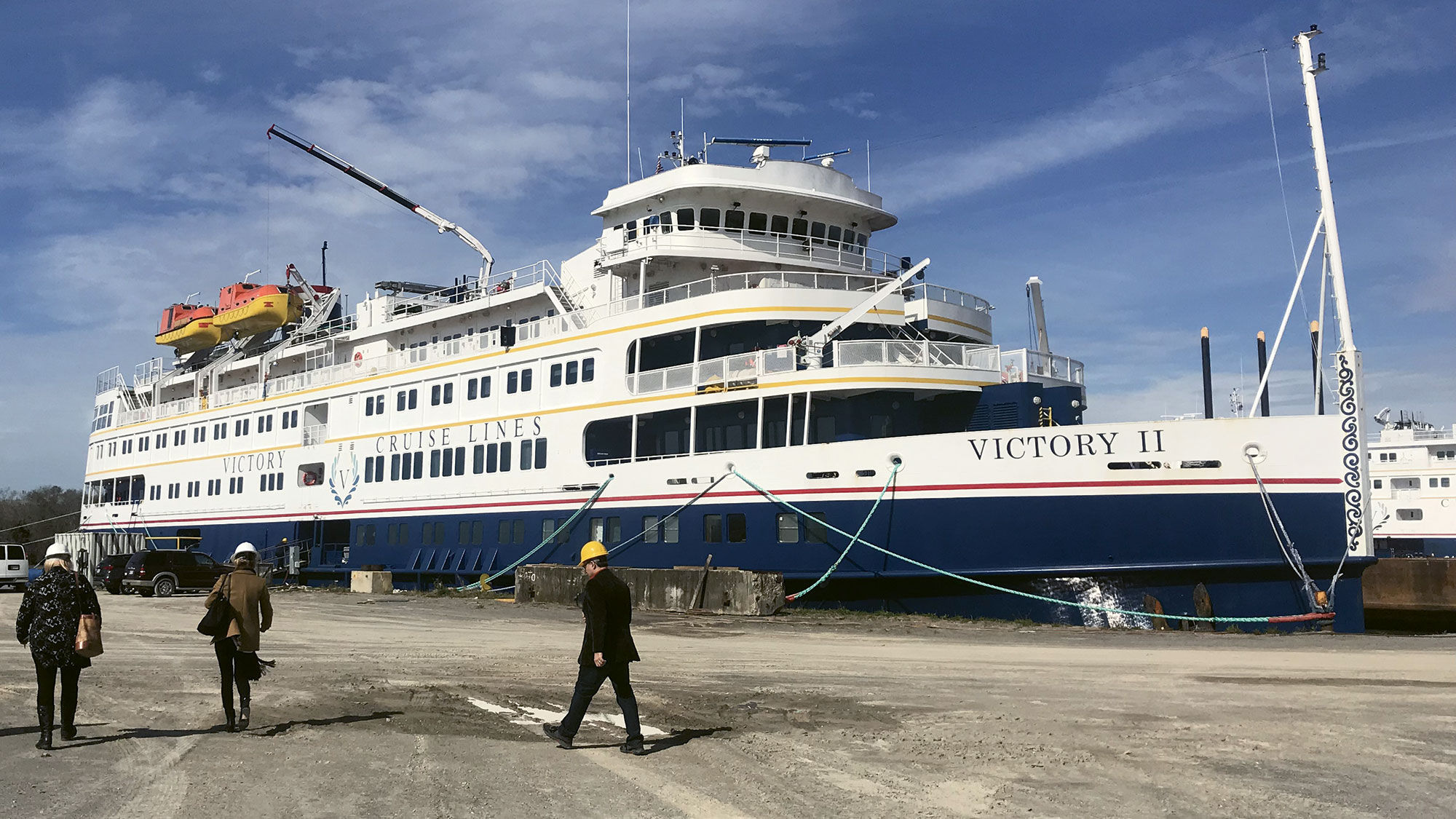 The Victory II at Gulf Island ship yard in Houma, Louisiana, where the coastal vessel is being refurbished.
