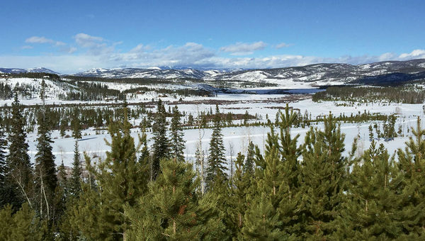 An expansive view from the Devil’s Thumb’s 78-mile network of cross-country ski trails. An expansive view from the Devil’s Thumb’s 78-mile network of cross-country ski trails.