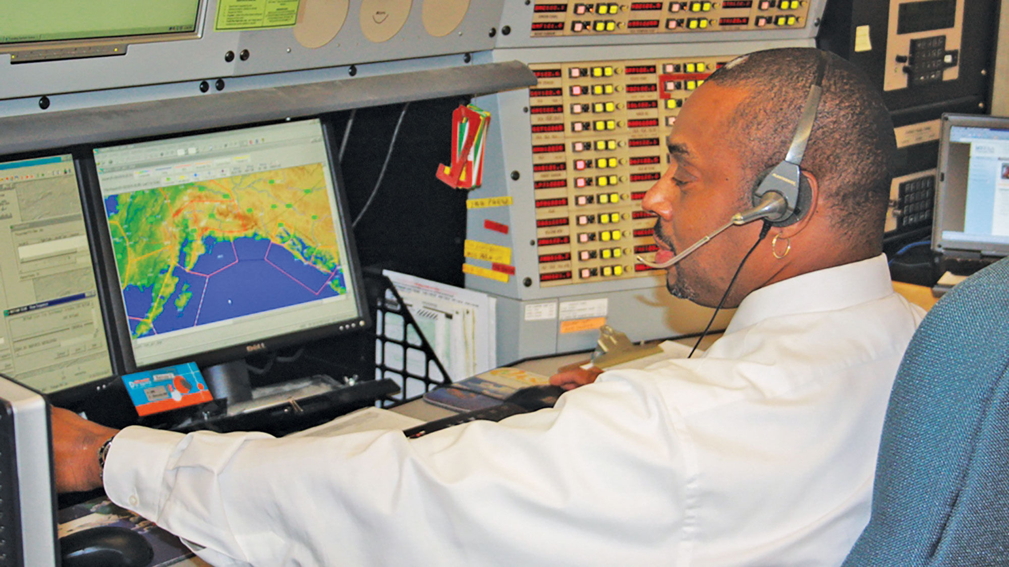 An air traffic controller in Juneau, Alaska.