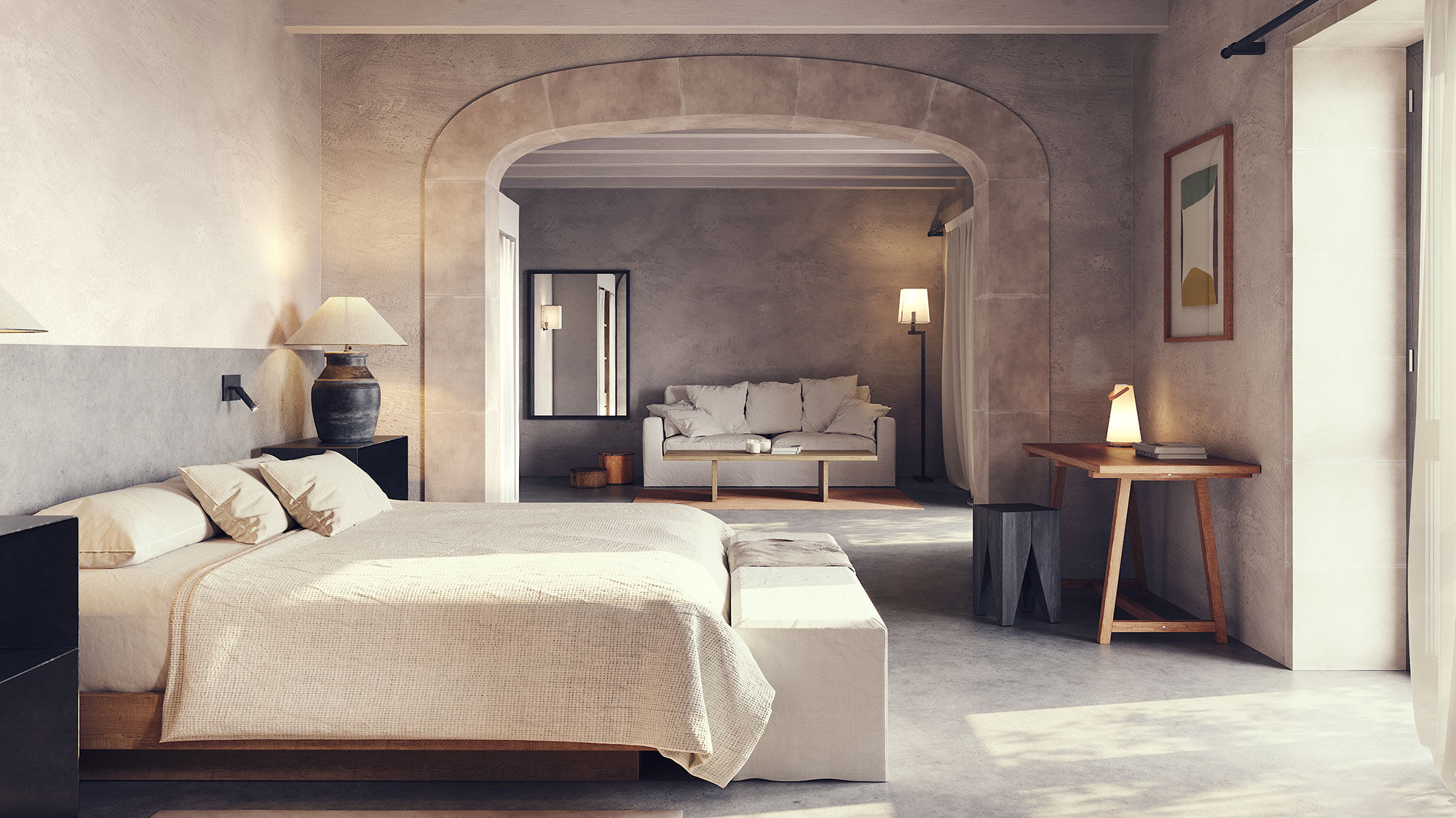 A guestroom at Finca Serena on Mallorca.