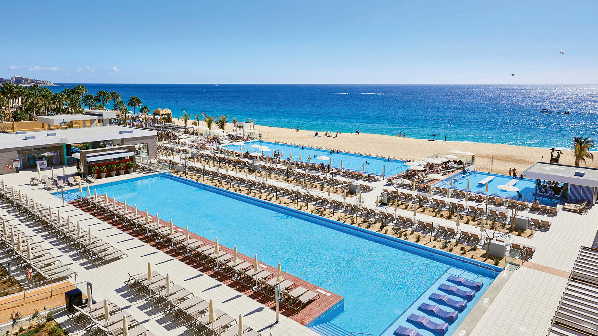The pool area at the Hotel Riu Palace Baja California, Riu’s third resort in Los Cabos.
