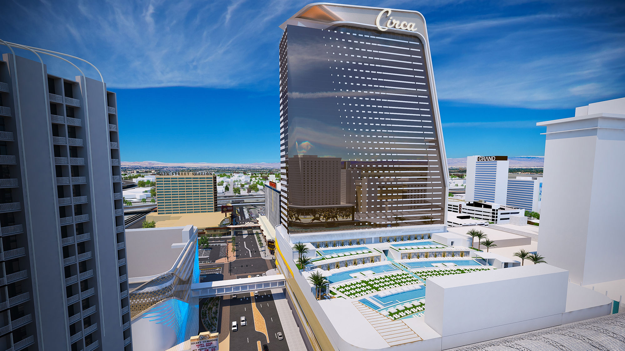 A rendering of the 777-room Circa under construction in downtown Las Vegas.
