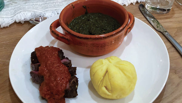 The meal Linda prepared included fufu, Congolese cassava leaves and steak. The meal Linda prepared included fufu, Congolese cassava leaves and steak.