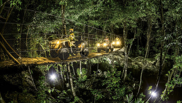 Guests on Alltournative’s Emotions Jungle Night tour cruise the canopy on all-terrain vehicles. Guests on Alltournative’s Emotions Jungle Night tour cruise the canopy on all-terrain vehicles.