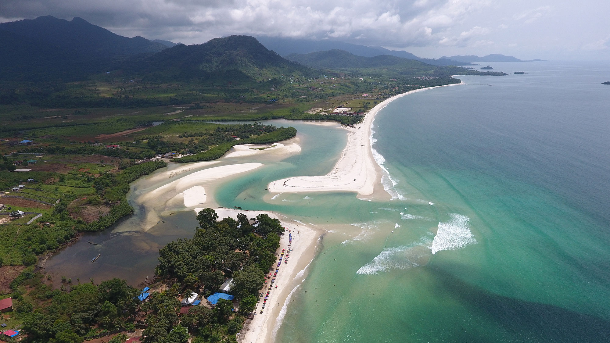 White-sand beaches in Freetown, Sierra Leone.