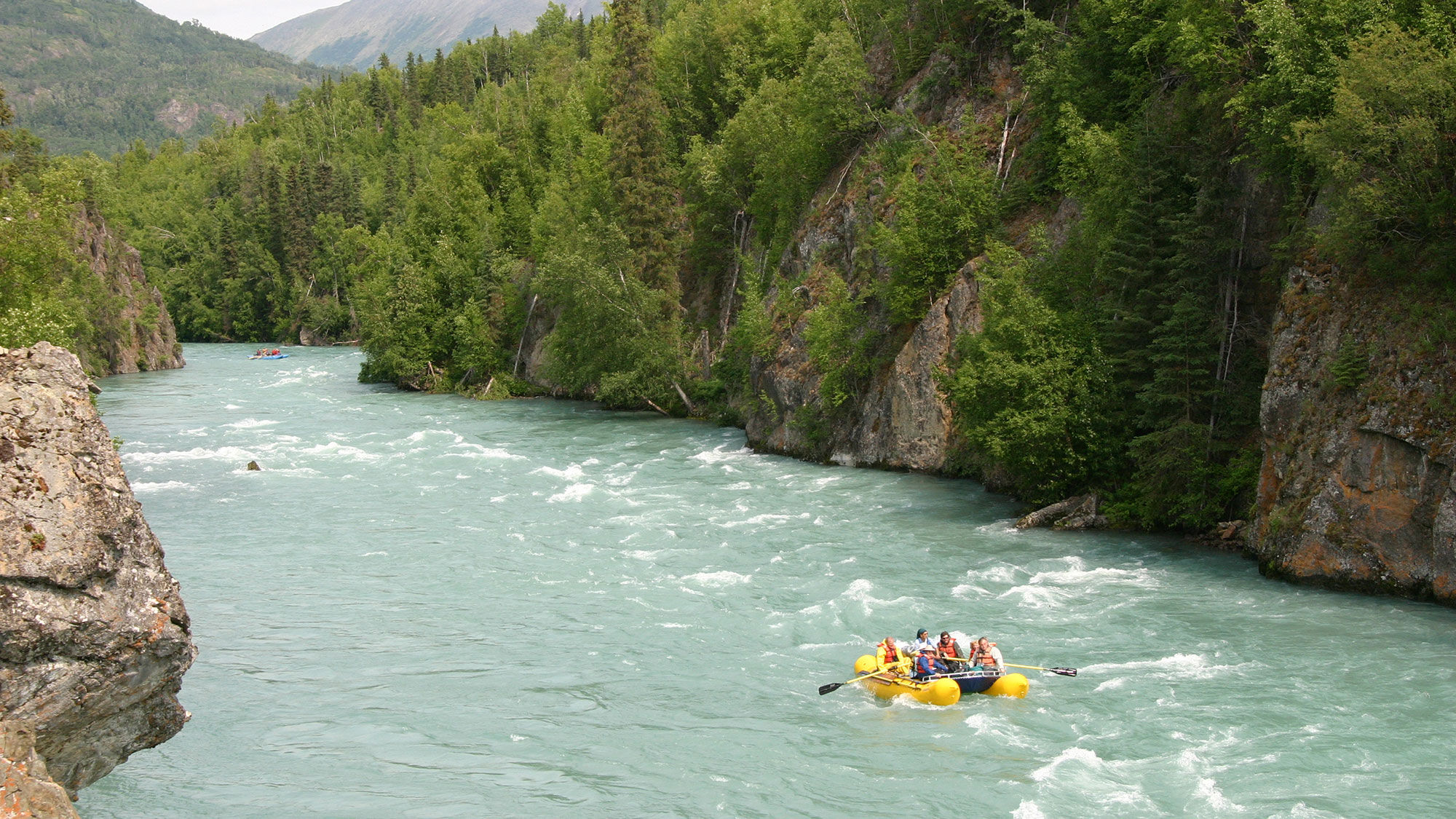 Alaska Wildland Adventures' new Alaska Explorer itinerary includes river-rafting in the Kenai Canyon.
