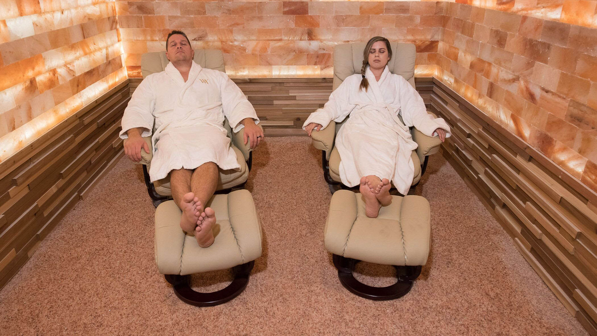 The new Himalayan salt room at the Waldorf Astoria Orlando Spa.