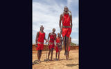 Masai men performing a traditional jumping dance for guests who were on a trip arrange by the Fairmont Mara Safari Club.