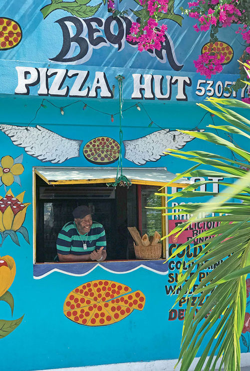 A pizza stand in Port Elizabeth, the capital of Bequia. A pizza stand in Port Elizabeth, the capital of Bequia.