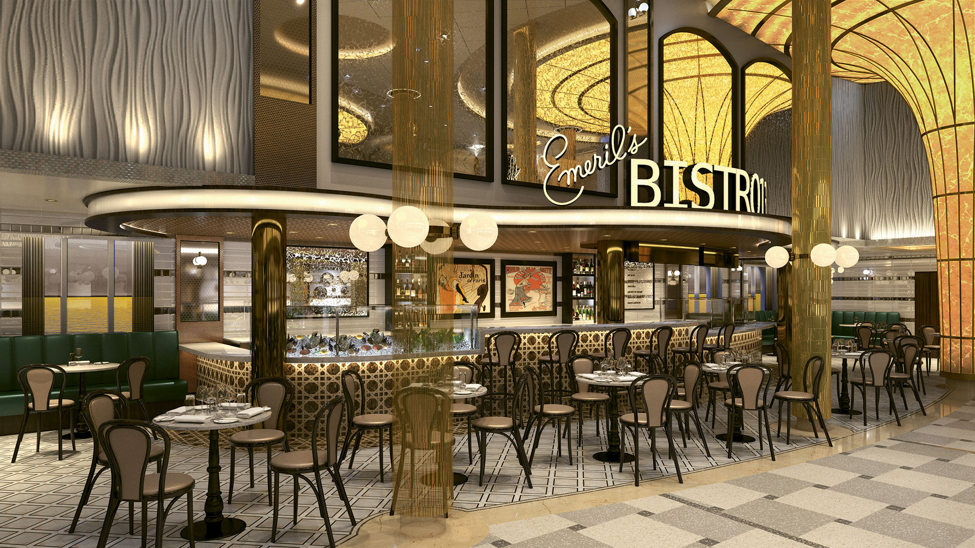 Emeril's Bistro 1396 will serve items such as fried oyster po-boy sandwiches, muffaletta sandwiches, seafood ceviche and Emeril's signature barbecue shrimp.