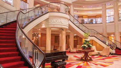 The Queen Mary 2's grand lobby.
