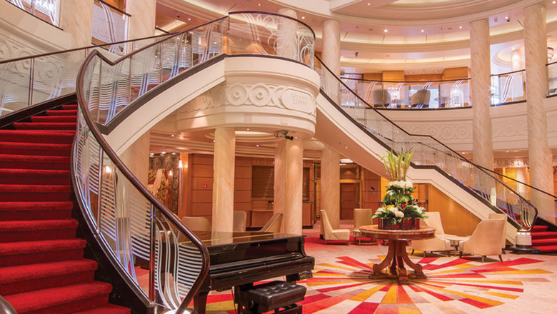 The Queen Mary 2's grand lobby.