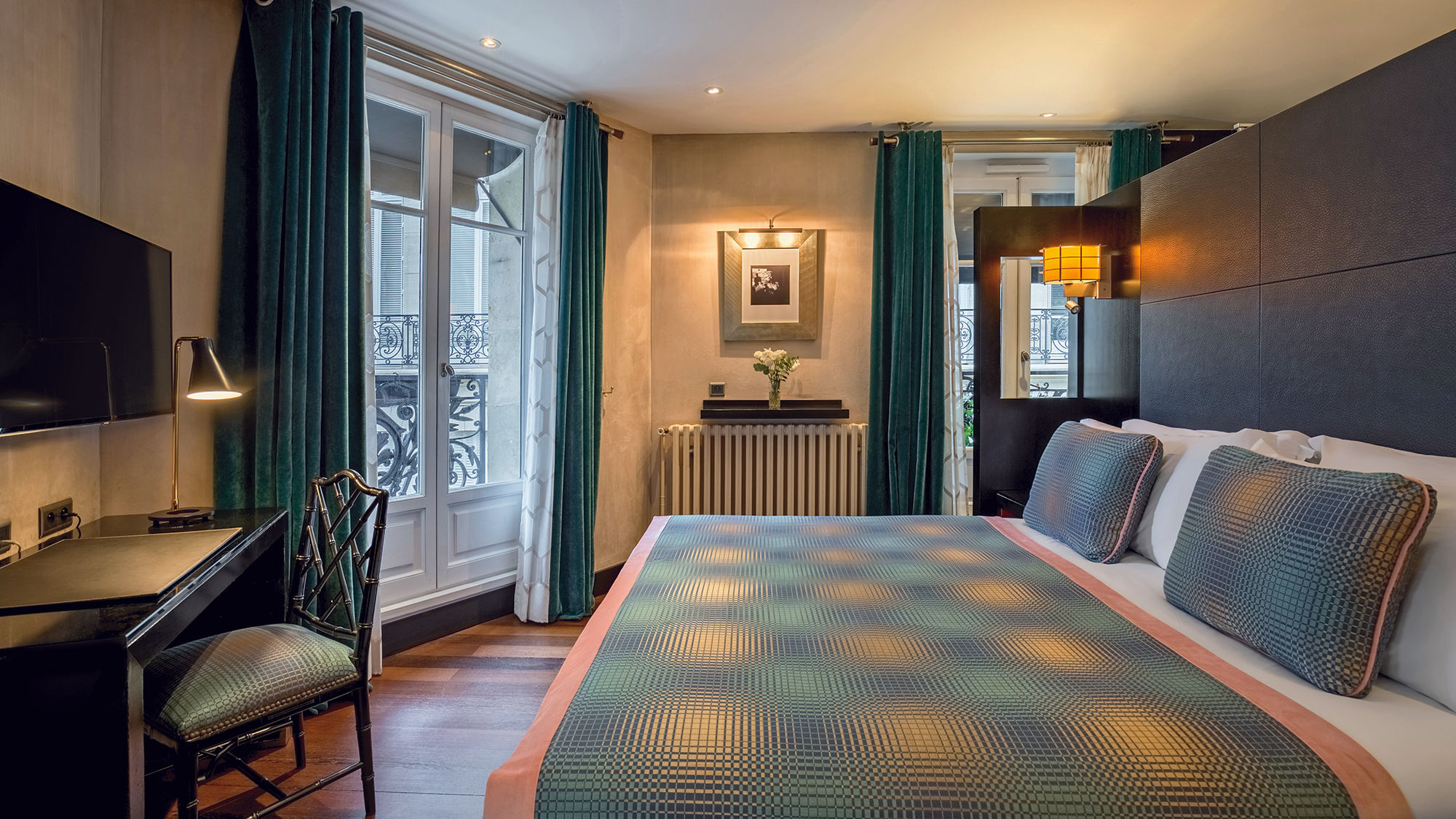 A guest room at the Room Mate Alain in Paris.