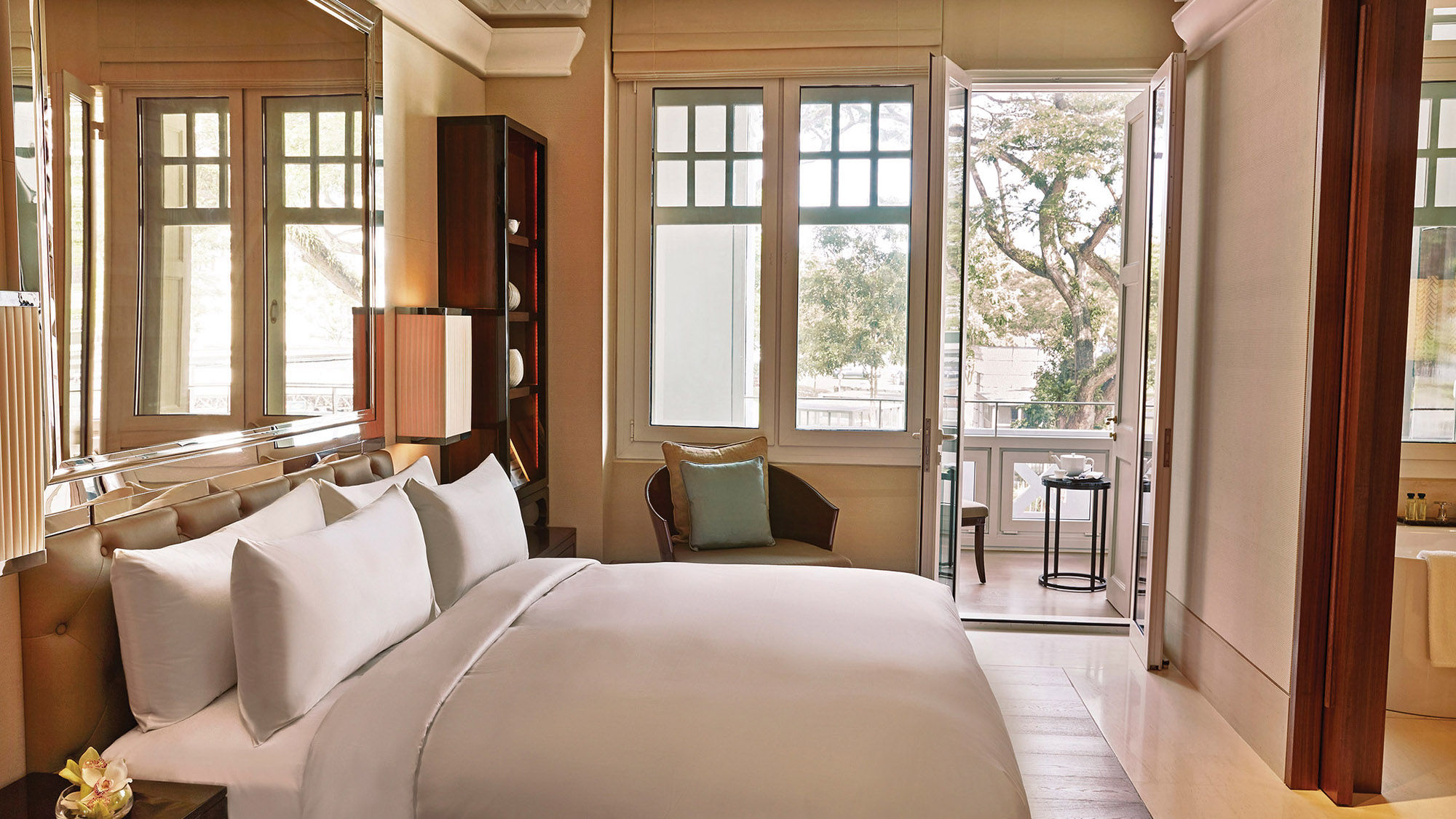 A guestroom at the Capitol Kempinski Hotel Singapore.